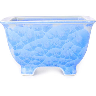 Heian Kosen 133 mm  white and blue bonsai pot by Heian Kosen, Kyoto, Japan