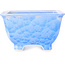 Pot à bonsaï carré blanc et bleu par Heian Kosen - 133 x 133 x 80 mm