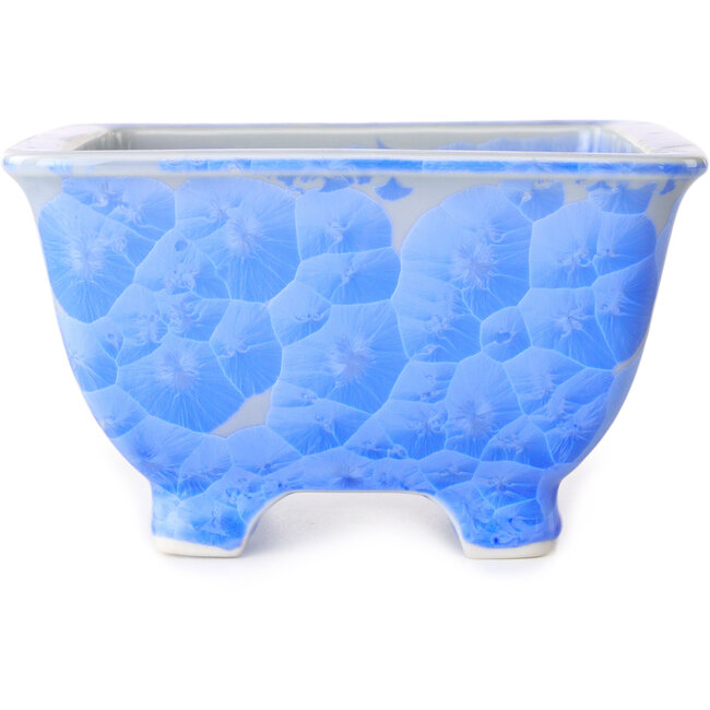 Vierkante witte en blauwe bonsaipot van Heian Kosen - 133 x 133 x 80 mm