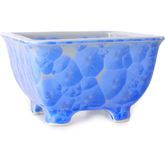 Vierkante witte en blauwe bonsaipot van Heian Kosen - 133 x 133 x 80 mm