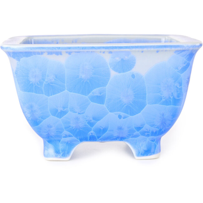 Vaso bonsai quadrato bianco e blu di Heian Kosen - 133 x 133 x 80 mm