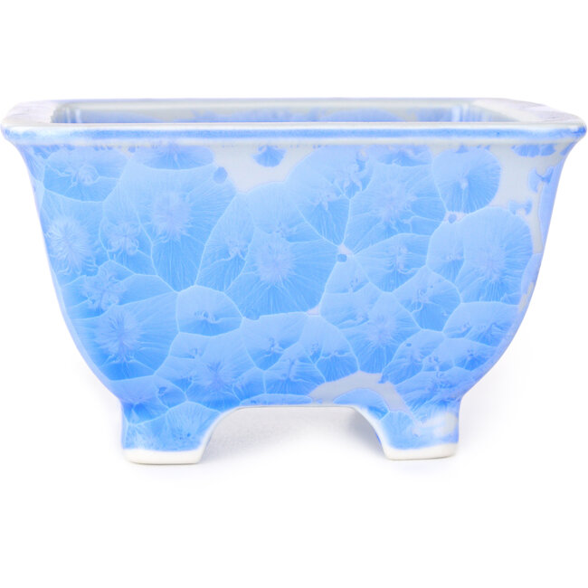 Vaso bonsai quadrato bianco e blu di Heian Kosen - 133 x 133 x 80 mm