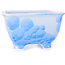 Pot à bonsaï carré blanc et bleu par Heian Kosen - 133 x 133 x 80 mm
