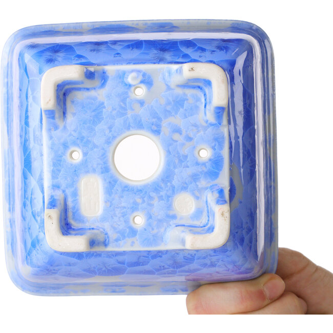 Vaso bonsai quadrato bianco e blu di Heian Kosen - 133 x 133 x 80 mm