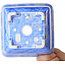 Vierkante witte en blauwe bonsaipot van Heian Kosen - 133 x 133 x 80 mm