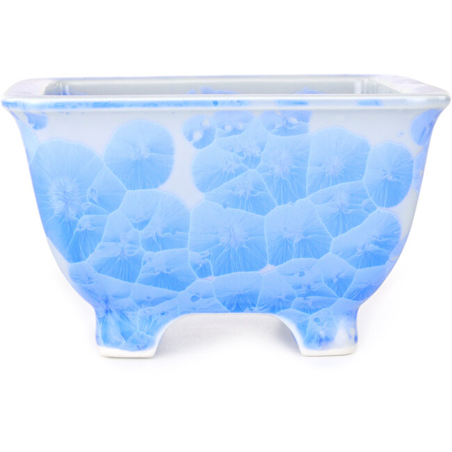 Square white and blue bonsai pot by Heian Kosen - 133 x 133 x 80 mm