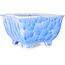 Vierkante witte en blauwe bonsaipot van Heian Kosen - 133 x 133 x 80 mm