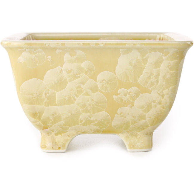 Square beige bonsai pot by Heian Kosen - 133 x 133 x 80 mm