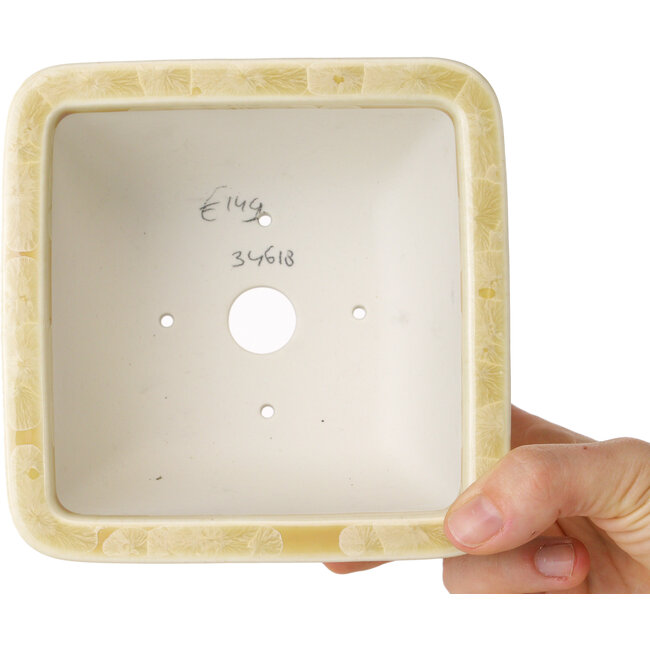 Pot à bonsaï carré beige de Heian Kosen - 133 x 133 x 80 mm