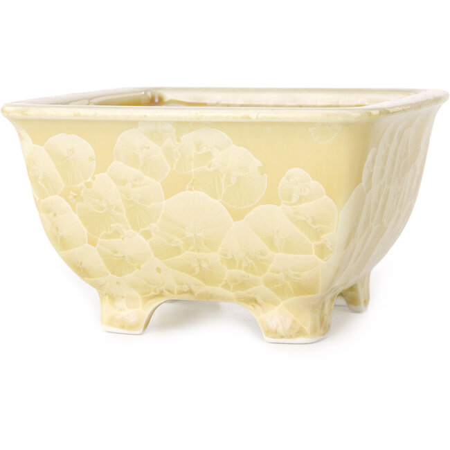 Pot à bonsaï carré beige de Heian Kosen - 133 x 133 x 80 mm