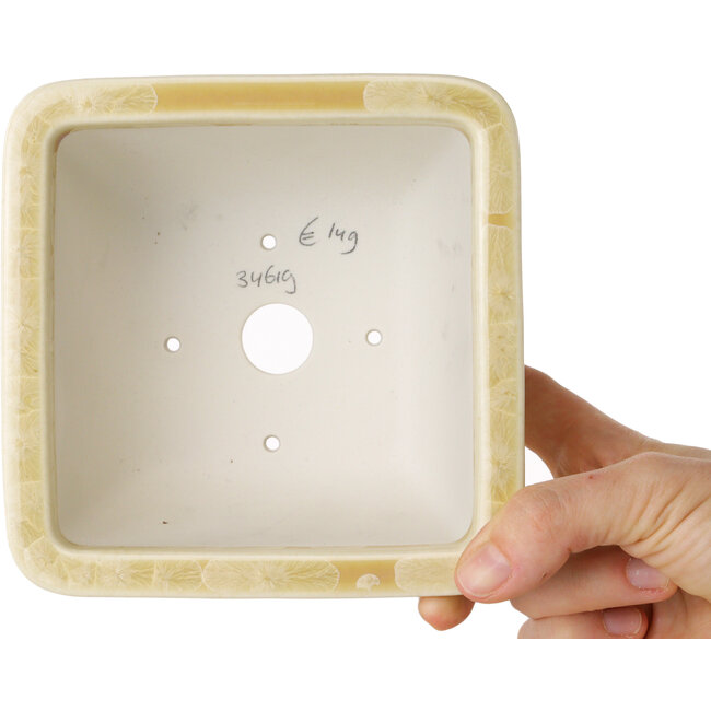 Pot à bonsaï carré beige de Heian Kosen - 133 x 133 x 80 mm