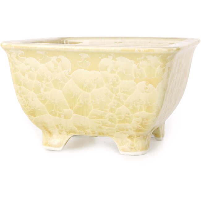 Vierkante beige bonsaipot van Heian Kosen - 133 x 133 x 80 mm