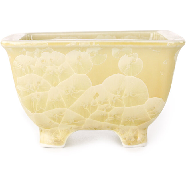 Square beige bonsai pot by Heian Kosen - 133 x 133 x 80 mm