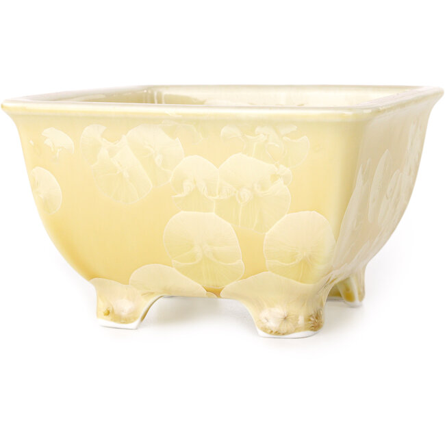 Pot à bonsaï carré beige de Heian Kosen - 133 x 133 x 80 mm