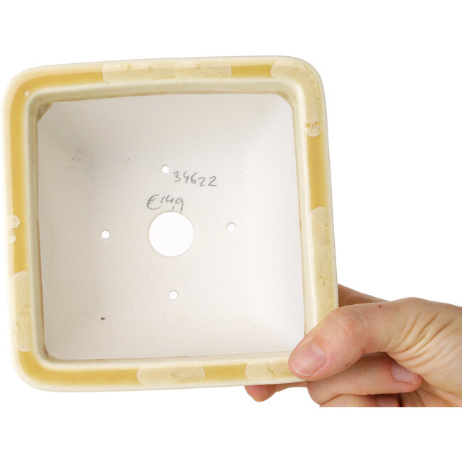 Pot à bonsaï carré beige de Heian Kosen - 133 x 133 x 80 mm