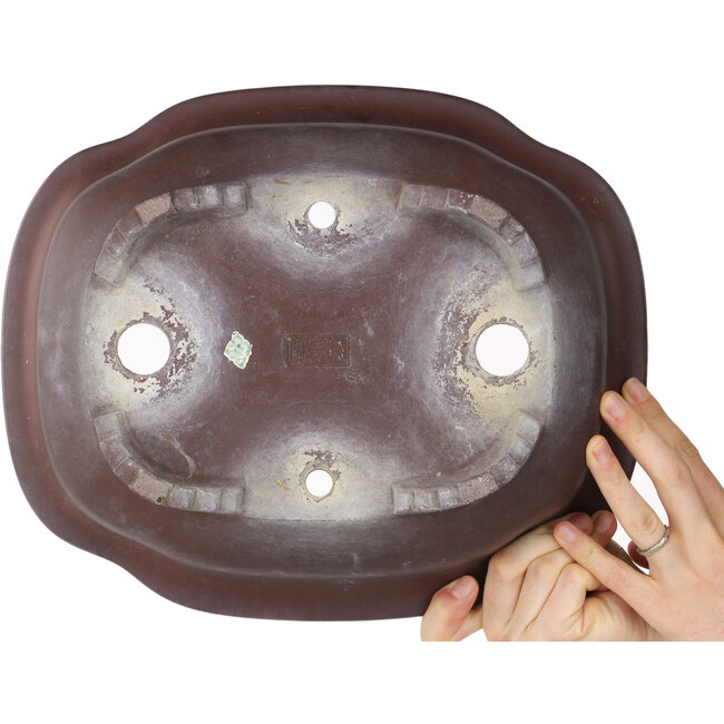 Mokko ongeglazuurde bonsaipot van Yamaaki - 337 x 280 x 120 mm