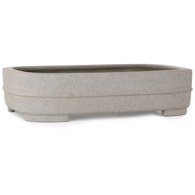 Oval unglazed bonsai pot by Seibun - 352 x 252 x 85 mm