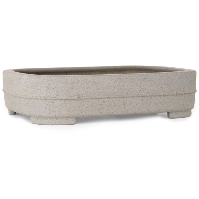 Oval unglazed bonsai pot by Seibun - 352 x 252 x 85 mm