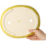 Ovaler gelber Bonsaitopf von Juko Koyou – 250 x 205 x 40 mm