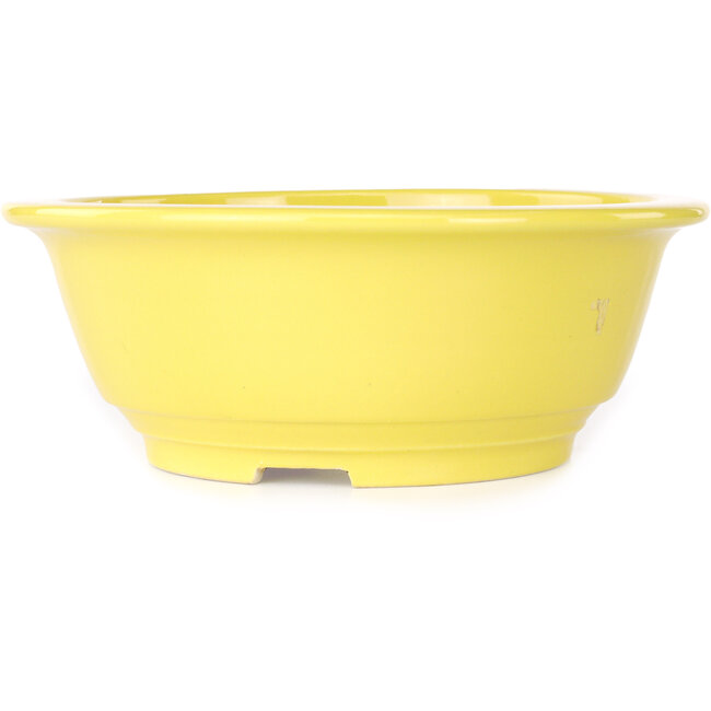 Pot à bonsaï rond jaune de Juko Koyou - 205 x 205 x 75 mm