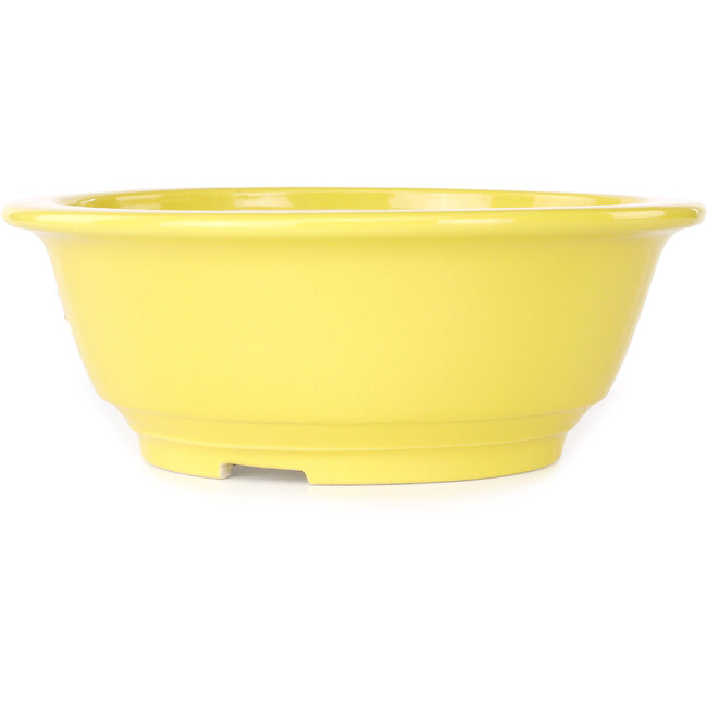 Ronde gele bonsaipot van Juko Koyou - 205 x 205 x 75 mm