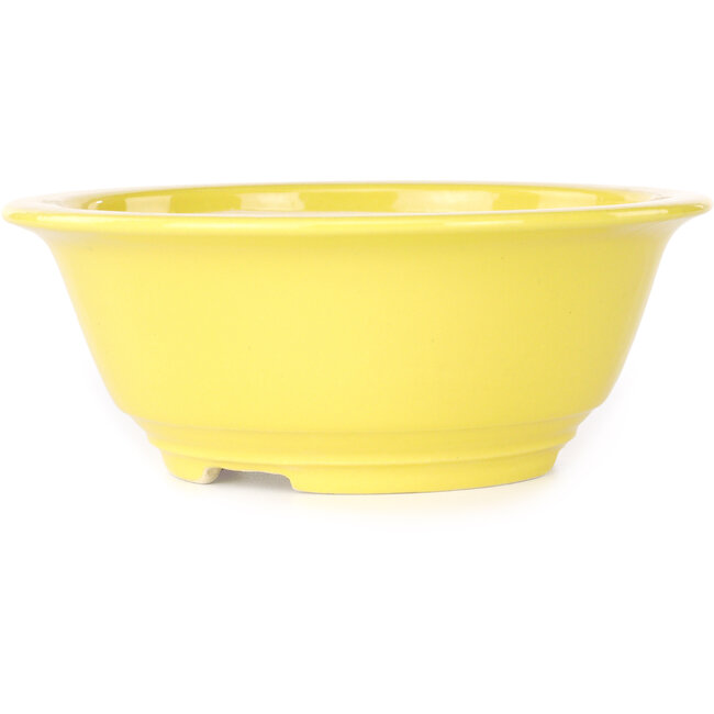 Pot à bonsaï rond jaune de Juko Koyou - 175 x 175 x 70 mm
