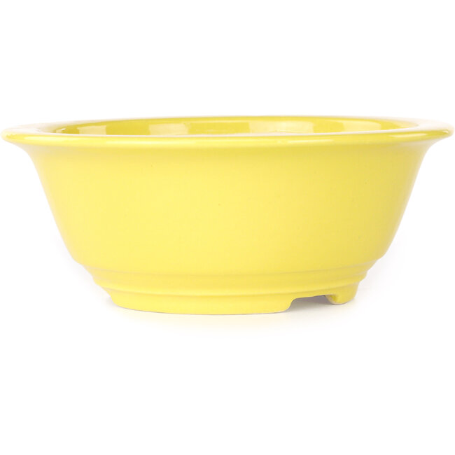 Pot à bonsaï rond jaune de Juko Koyou - 175 x 175 x 70 mm