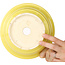 Round yellow bonsai pot by Juko Koyou - 205 x 205 x 75 mm
