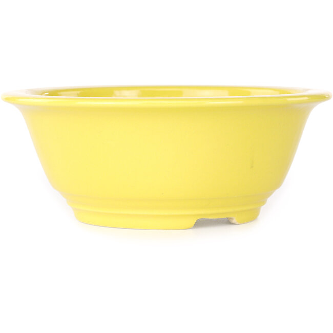 Pot à bonsaï rond jaune de Juko Koyou - 175 x 175 x 70 mm