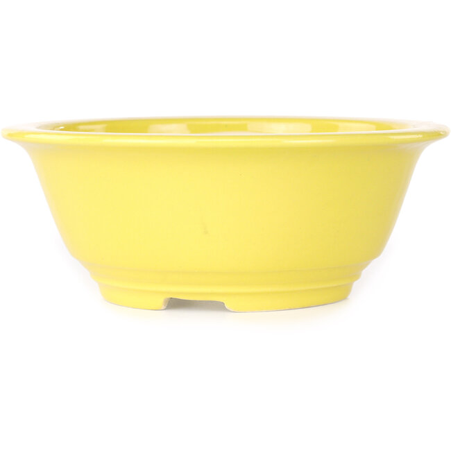 Ronde gele bonsaipot van Juko Koyou - 175 x 175 x 70 mm