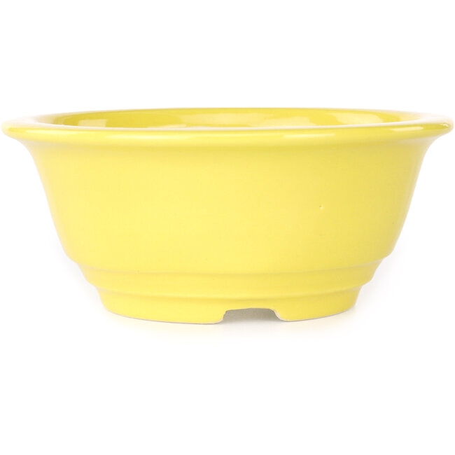 Ronde gele bonsaipot van Juko Koyou - 140 x 140 x 60 mm