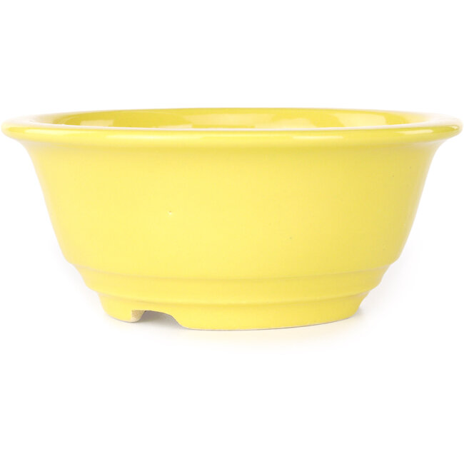 Ronde gele bonsaipot van Juko Koyou - 140 x 140 x 60 mm