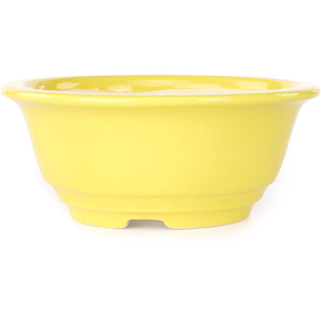 Pot à bonsaï rond jaune de Juko Koyou - 140 x 140 x 60 mm