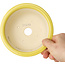 Round yellow bonsai pot by Juko Koyou - 140 x 140 x 60 mm