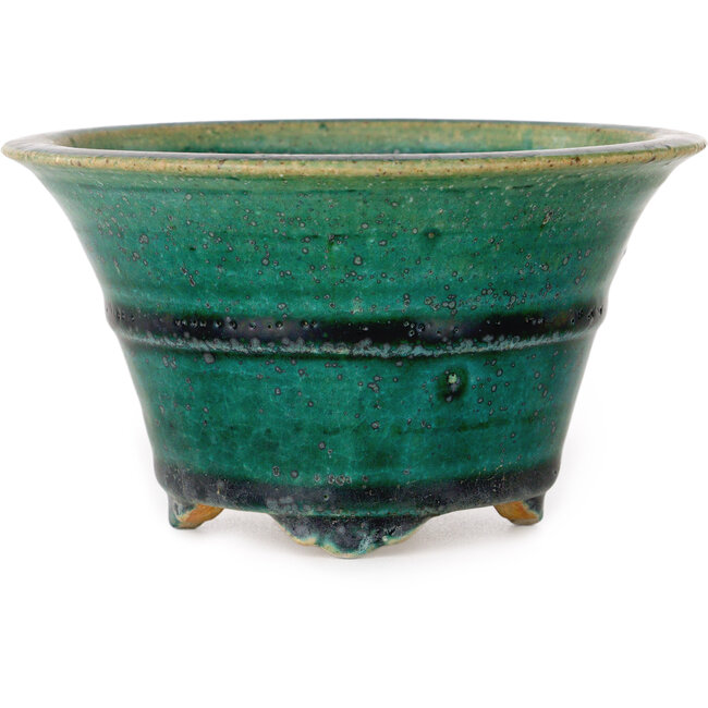 Vaso bonsai rotondo verde di Aiba Koyou - 132 x 132 x 75 mm