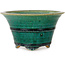 Round green bonsai pot by Aiba Koyou - 132 x 132 x 75 mm