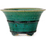 Round green bonsai pot by Aiba Koyou - 132 x 132 x 75 mm