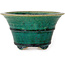 Round green bonsai pot by Aiba Koyou - 132 x 132 x 75 mm