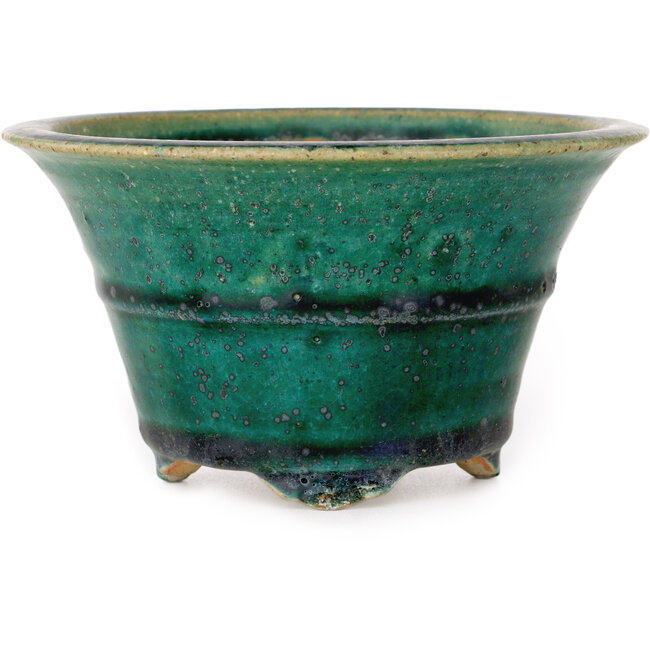 Ronde groene bonsaipot van Aiba Koyou - 132 x 132 x 75 mm