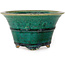 Round green bonsai pot by Aiba Koyou - 132 x 132 x 75 mm