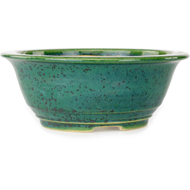 Ronde groene bonsaipot van Juko Koyou - 170 x 170 x 70 mm