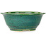 Round green bonsai pot by Juko Koyou - 170 x 170 x 70 mm