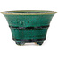 Round green bonsai pot by Aiba Koyou - 132 x 132 x 75 mm