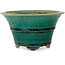 Round green bonsai pot by Aiba Koyou - 132 x 132 x 75 mm