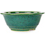 Round green bonsai pot by Juko Koyou - 170 x 170 x 70 mm