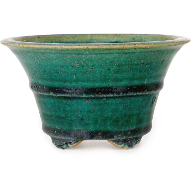 Vaso bonsai rotondo verde di Aiba Koyou - 132 x 132 x 75 mm