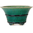 Round green bonsai pot by Aiba Koyou - 132 x 132 x 75 mm