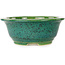 Round green bonsai pot by Aiba Koyou - 165 x 165 x 65 mm