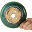 Round green bonsai pot by Aiba Koyou - 132 x 132 x 75 mm