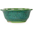 Round green bonsai pot by Aiba Koyou - 165 x 165 x 65 mm